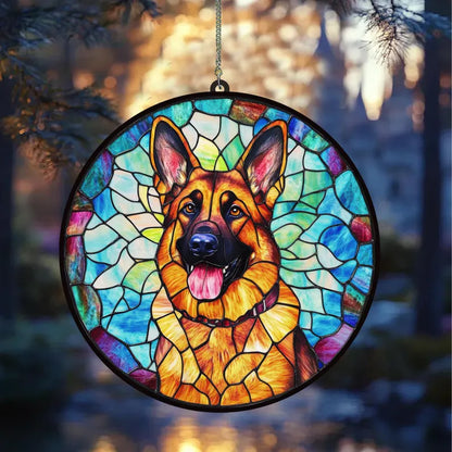 Custom Photo Dog Portrait Stained Glass Suncatcher