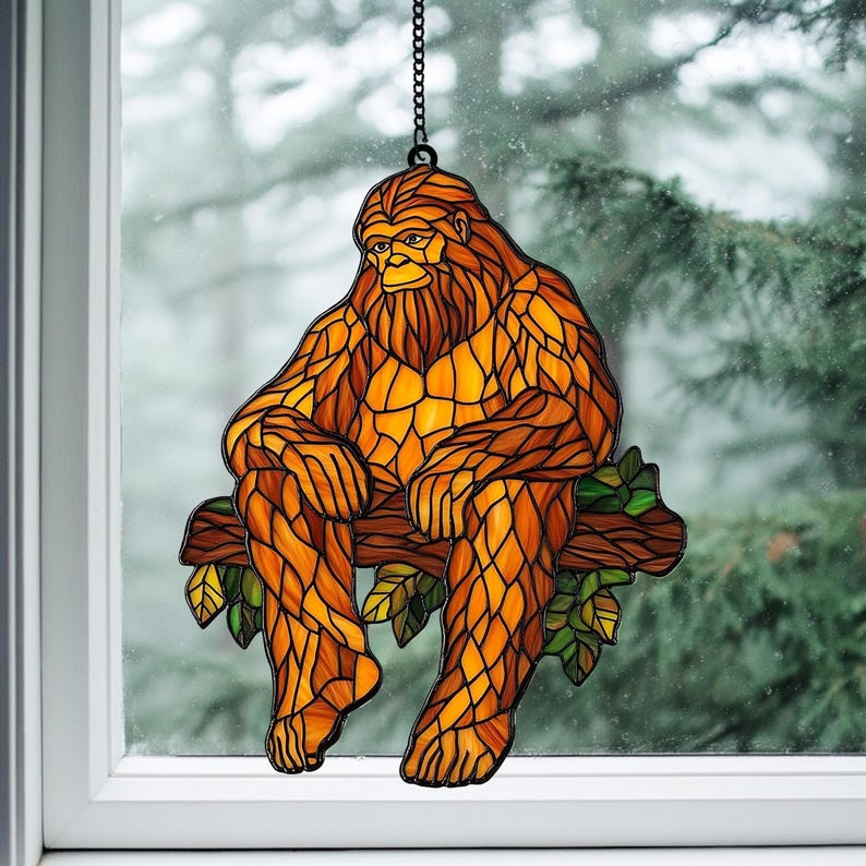 Bigfoot Acrylic Window, , Acrylic Sasquatch Window Hanging
