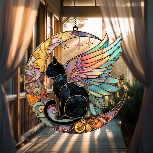 Angel Cat Stained Glass Suncatcher