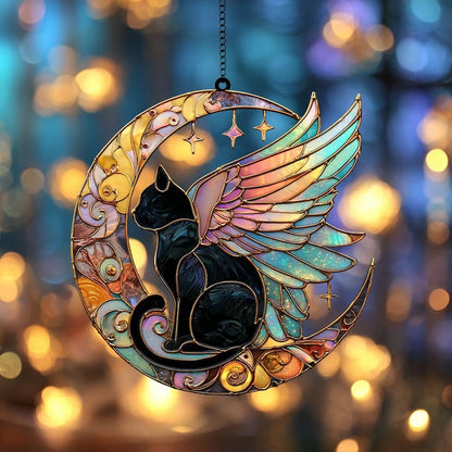 Angel Cat Stained Glass Suncatcher
