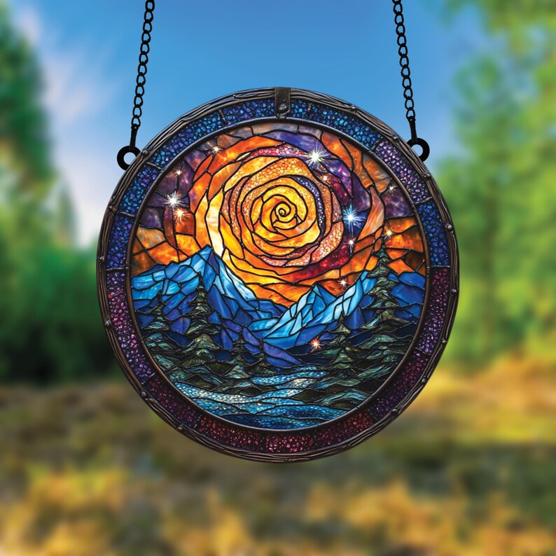 Spiral Sun Stain Glass Suncatcher