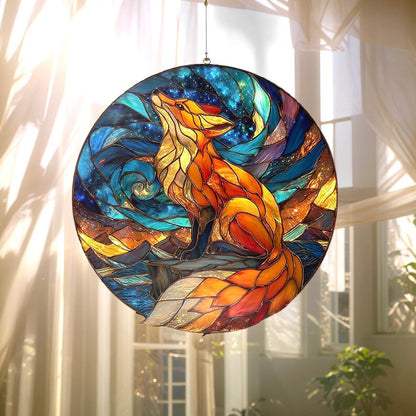Celestial Fox Stain Glass Suncatcher