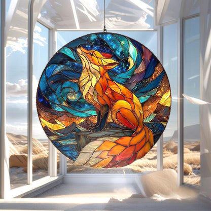 Celestial Fox Stain Glass Suncatcher