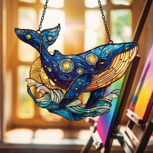 Galaxy Whale Stain Glass Suncatcher