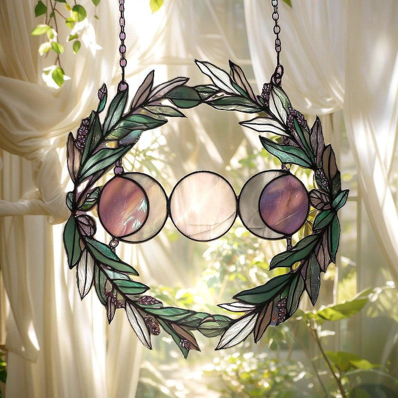 Moon Phase Stained Glass Suncatcher
