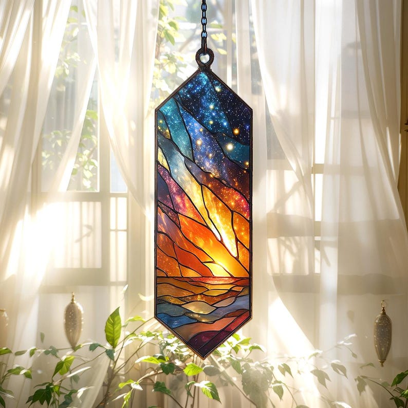 Galaxy Sunset Stained Glass Suncatcher