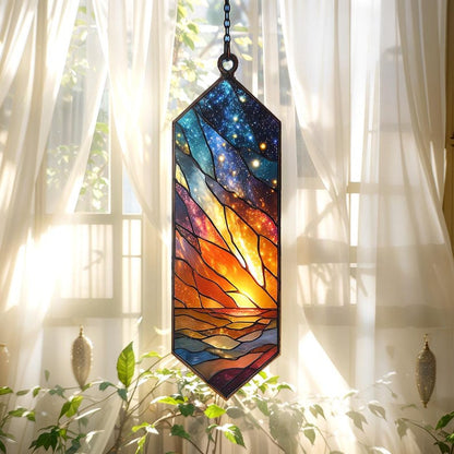 Galaxy Sunset Stained Glass Suncatcher