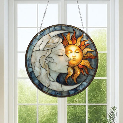 Moon and Star Stain Glass Suncatcher