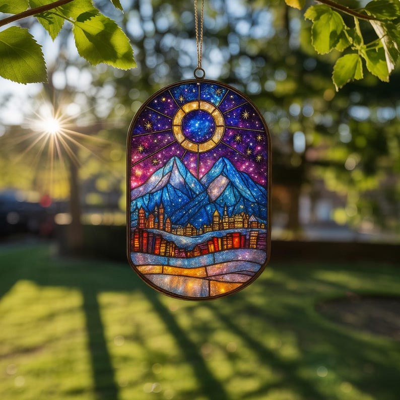 Night Court City Of Star Light Stain Glass Suncatcher