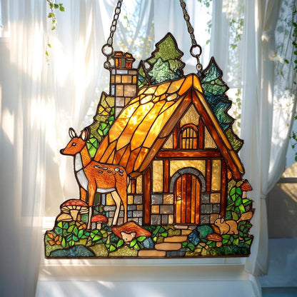 Forest Cottage Acrylic Window Hanging