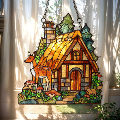 Forest Cottage Acrylic Window Hanging