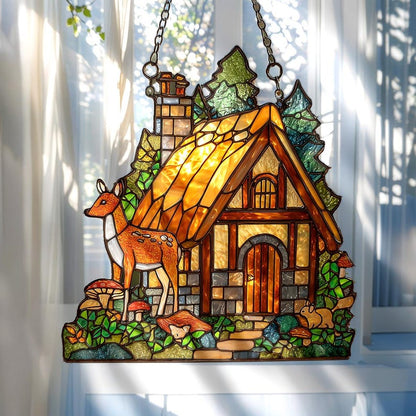 Forest Cottage Acrylic Window Hanging