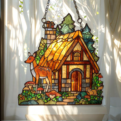 Forest Cottage Acrylic Window Hanging