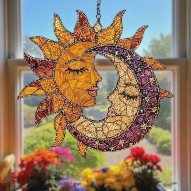 Celestial Harmony Stain Glass Suncatcher