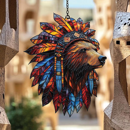 Rustic Bear Acrylic Window Hanging