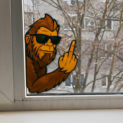 Peeking Bigfoot Middle Finger Sticker