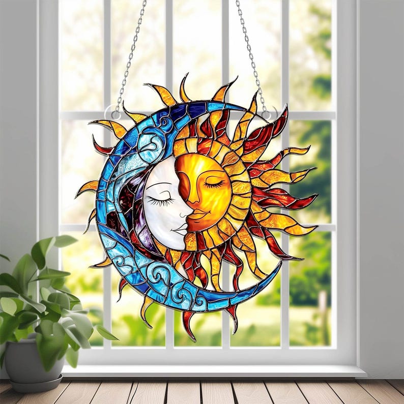 Sun and Moon Stain Glass Suncatcher