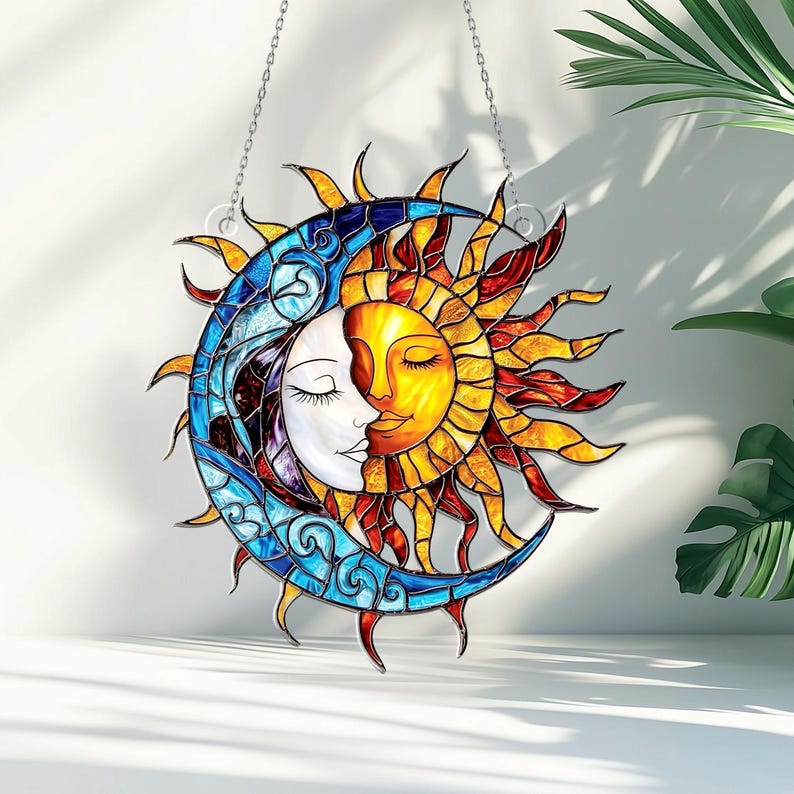 Sun and Moon Stain Glass Suncatcher