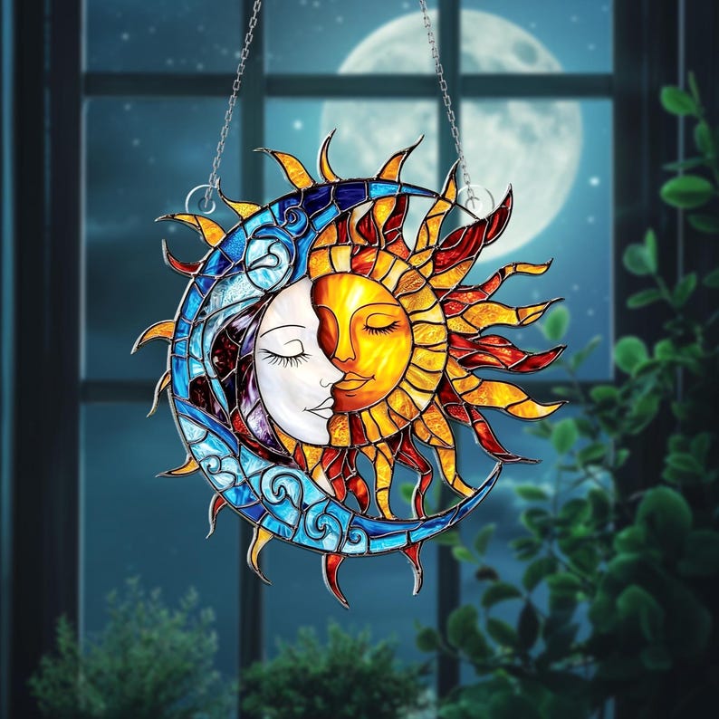 Sun and Moon Stain Glass Suncatcher