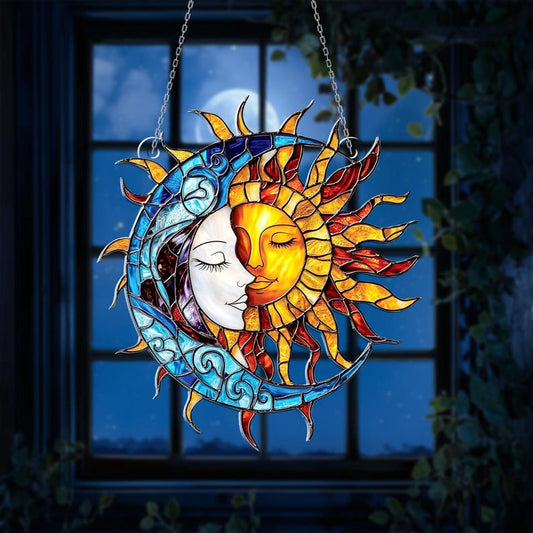 Sun and Moon Stain Glass Suncatcher