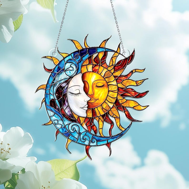 Sun and Moon Stain Glass Suncatcher