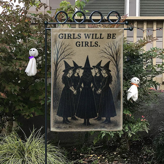 Girls Will Be Girls - Witch Garden Flag, House Flag