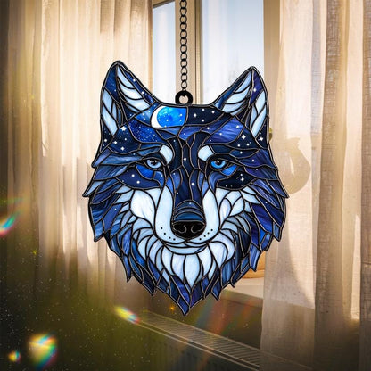 Wolf Stain Glass Suncatcher