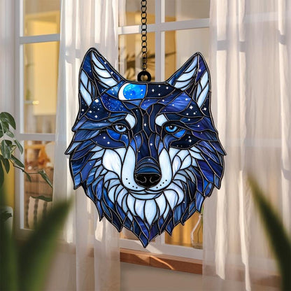 Wolf Stain Glass Suncatcher