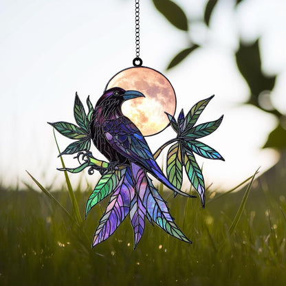 Mystic Raven Stained Glass Suncatcher