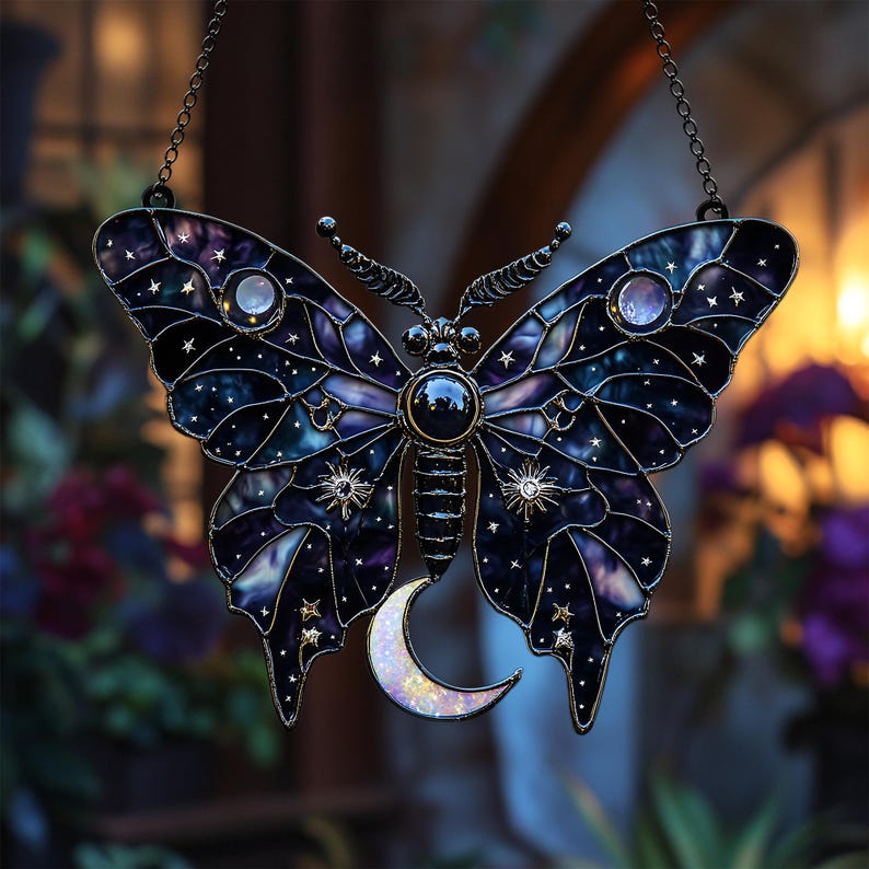 Cosmic Butterfly Stain Glass Suncatcher