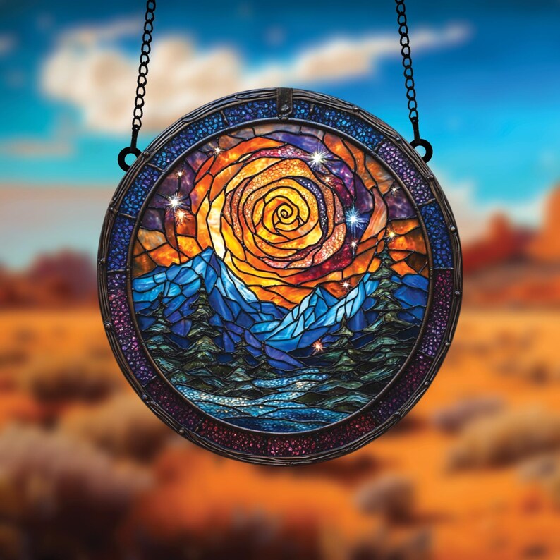 Spiral Sun Stain Glass Suncatcher