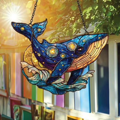 Galaxy Whale Stain Glass Suncatcher