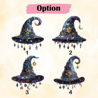 Mystical Witch Hat Stain Glass Suncatcher