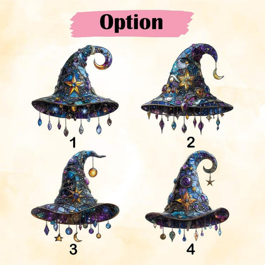Mystical Witch Hat Stain Glass Suncatcher