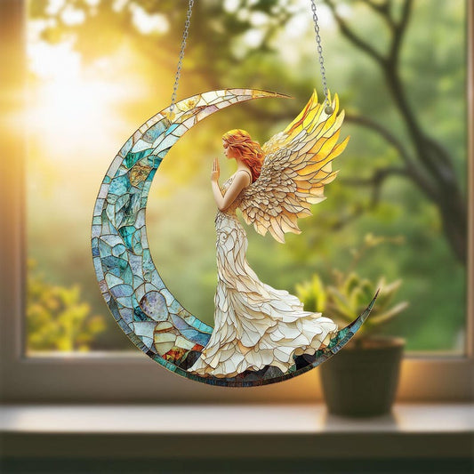 Angel on Crescent Moon Acrylic Window
