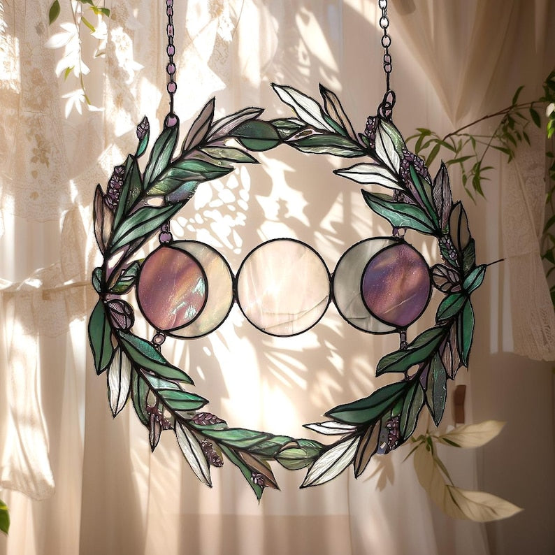 Moon Phase Stained Glass Suncatcher