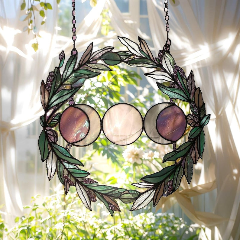 Moon Phase Stained Glass Suncatcher