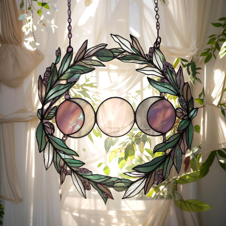 Moon Phase Stained Glass Suncatcher