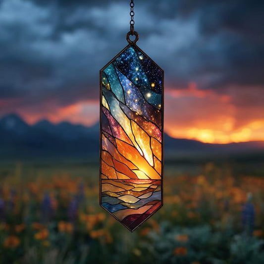 Galaxy Sunset Stained Glass Suncatcher