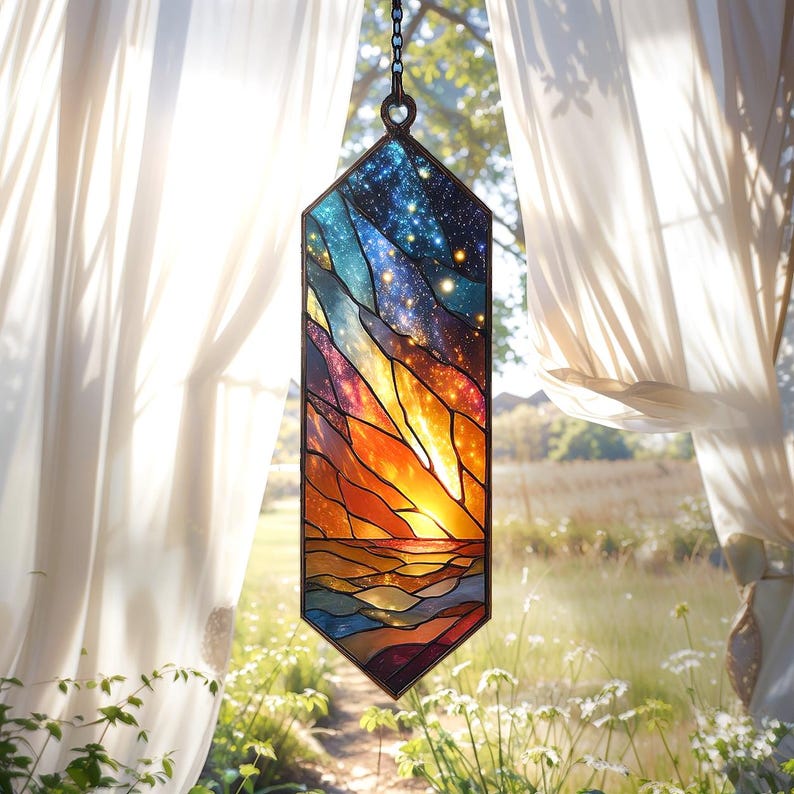 Galaxy Sunset Stained Glass Suncatcher