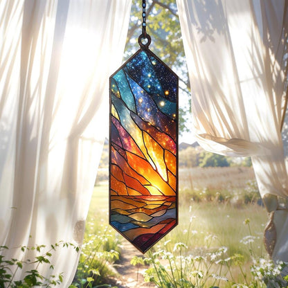 Galaxy Sunset Stained Glass Suncatcher