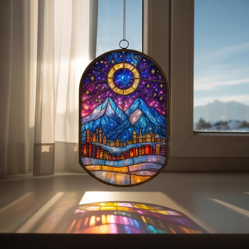 Night Court City Of Star Light Stain Glass Suncatcher