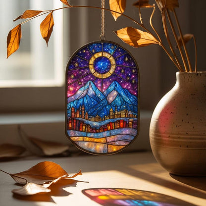 Night Court City Of Star Light Stain Glass Suncatcher