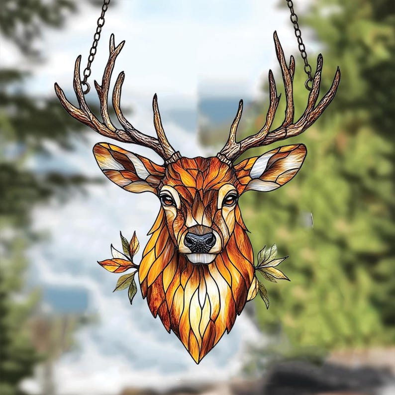 Majestic Deer Head Acrylic Window Hanging