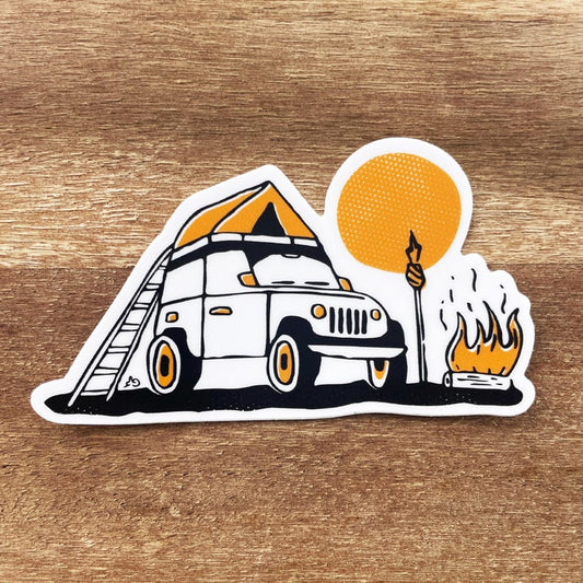 Jeep Camping Sunset Sticker