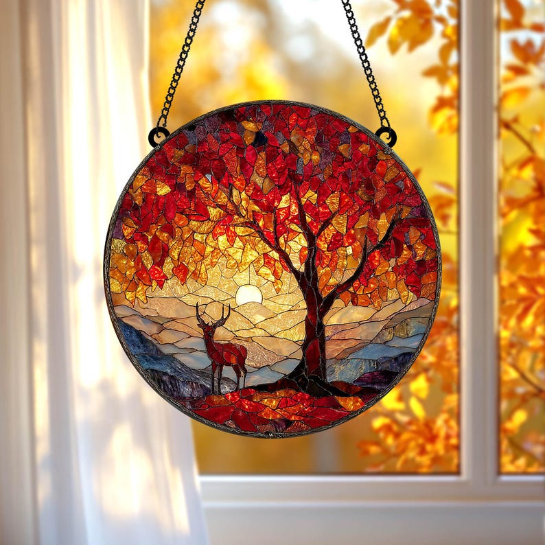 Autumn Forest Deer Acrylic Window Hanging
