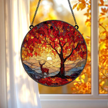 Autumn Forest Deer Acrylic Window Hanging
