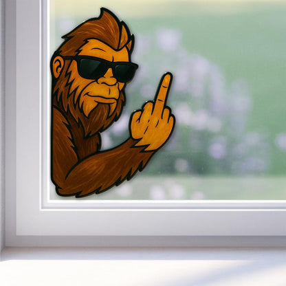 Peeking Bigfoot Middle Finger Sticker
