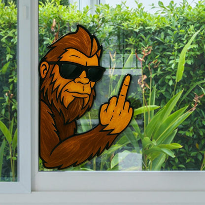 Peeking Bigfoot Middle Finger Sticker