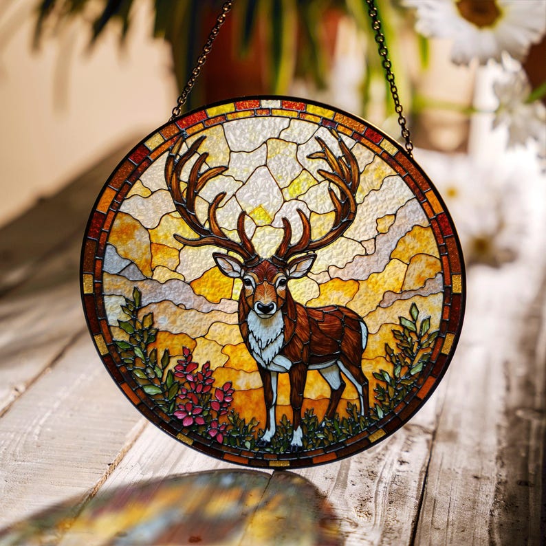 Majestic Deer Stained Glass Suncatcher